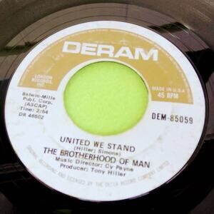 Brotherhood of‎ Man - United We Stand / Say Prayer - Deram 45rpm Vinyl Record 7"